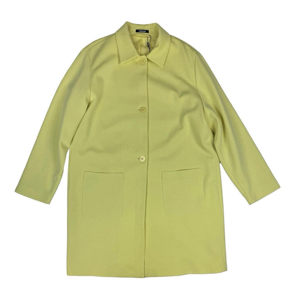 Olsen Cotton Blend Button-Up Long Coat Yellow Size 12 US | L